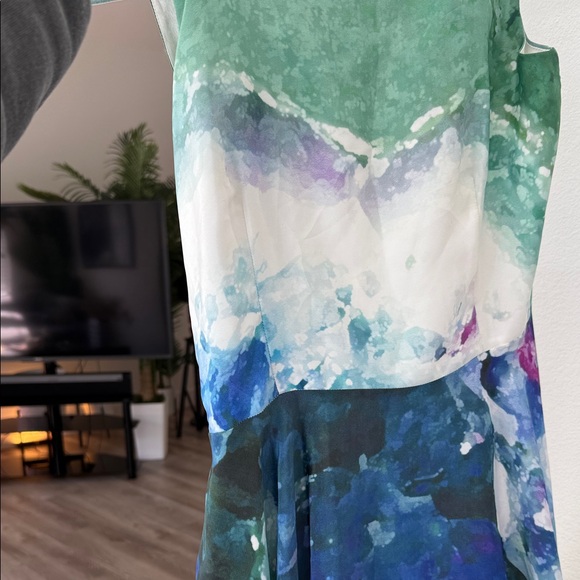 Samantha Pleet Watercolor Dress in Green and White - Picture 3 of 4